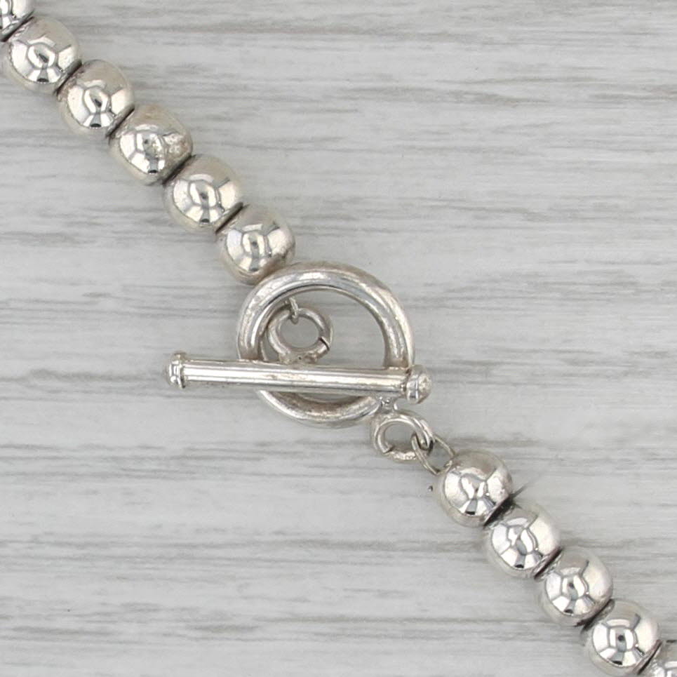 Handmade 16" Graduated Bead Chain Necklace Sterling Silver Statement