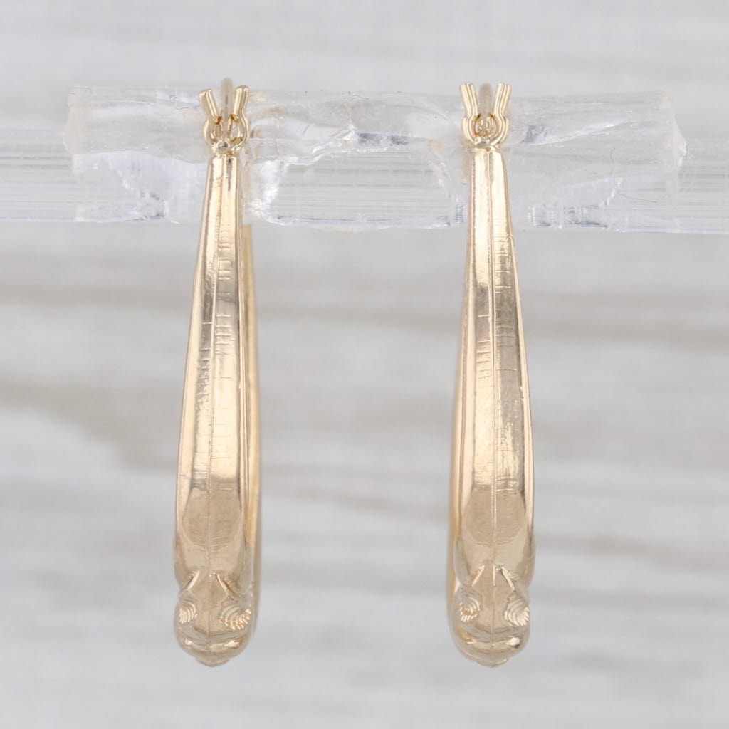 Oval Twist Hoop Earrings 14k Yellow Gold Snap Top Oval Hoops