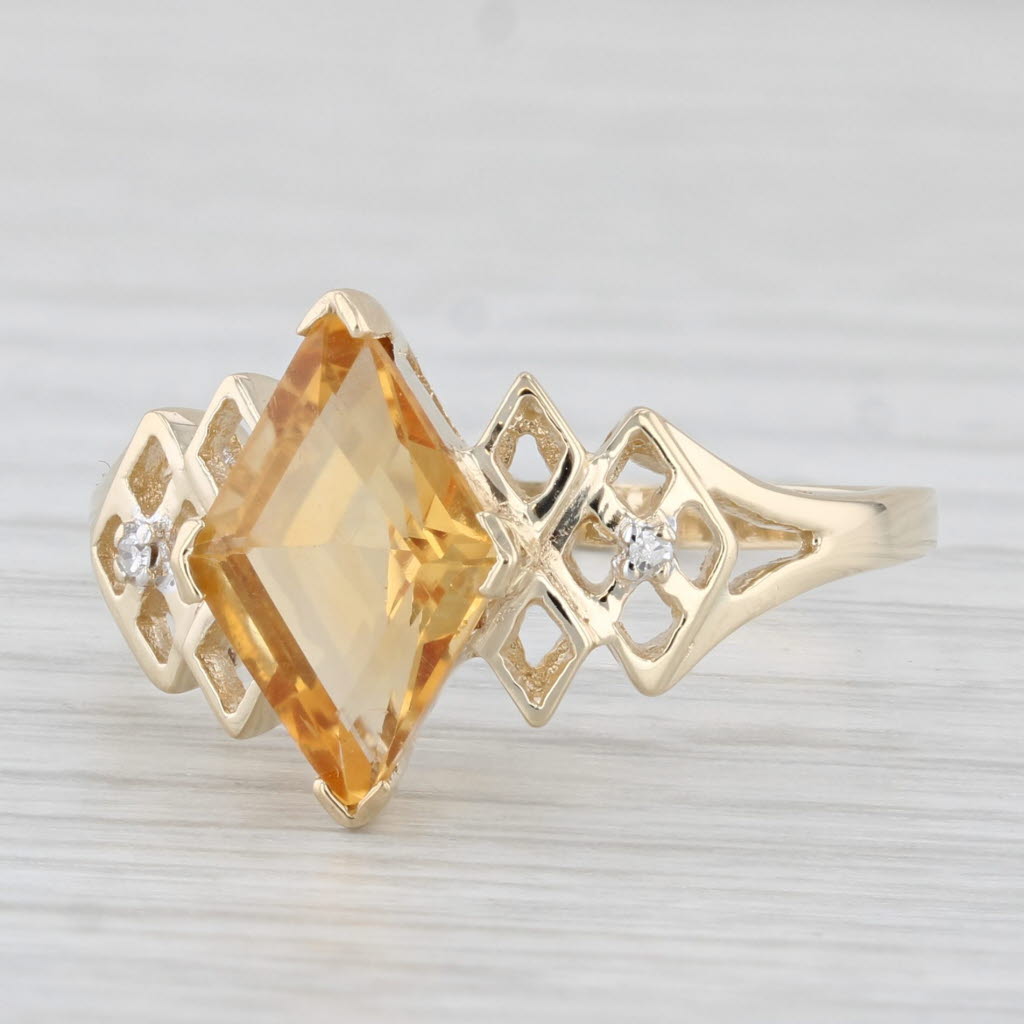 Light Gray 1.75ct Orange Citrine Diamond Ring 10k Yellow Gold Size 10