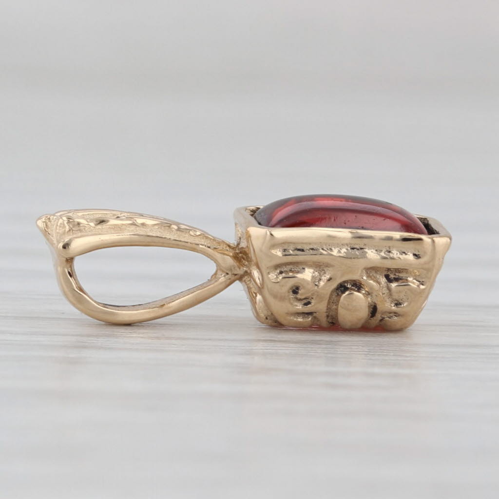 Light Gray Cabochon Garnet Pendant 14k Yellow Gold Small Drop