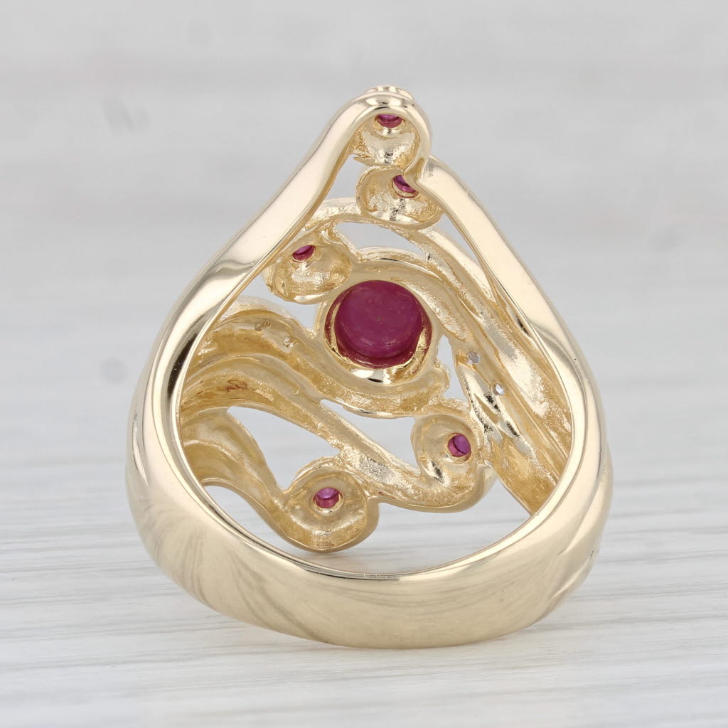 Gray Ruby Diamond Cocktail Ring 14k Yellow Gold Size 7.5