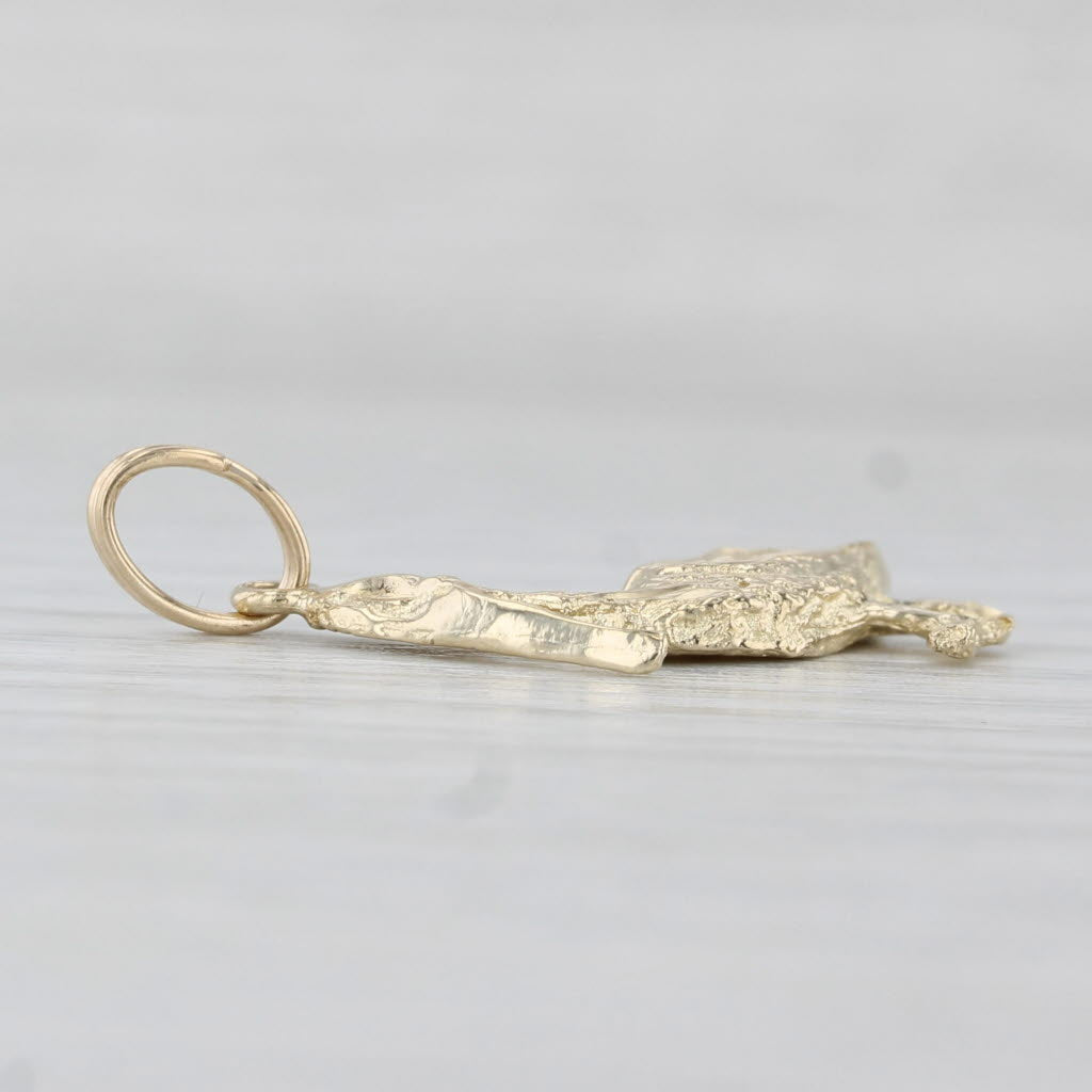 Light Gray Pelican Charm 14k Yellow Gold Bird Pendant