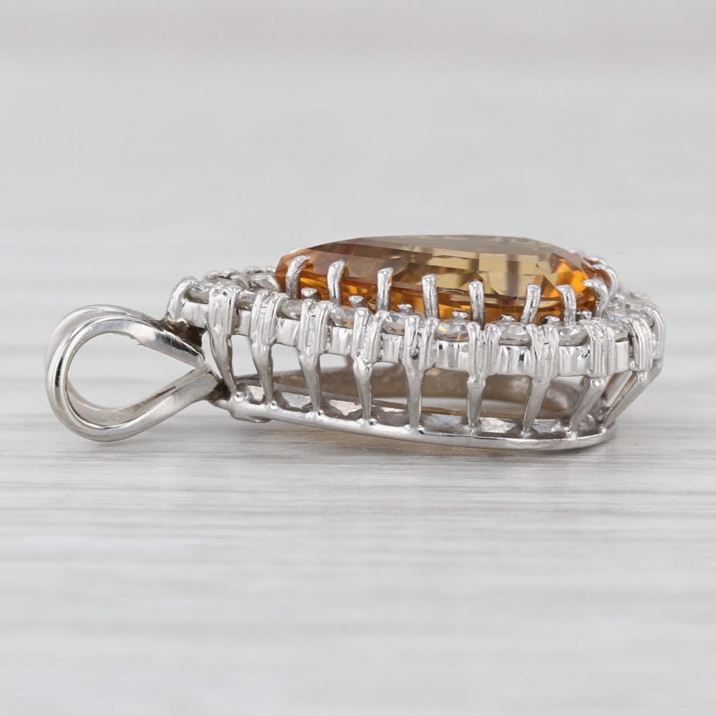 3.40ctw Golden Topaz Diamond Halo Pendant 10k 18k Gold Teardrop