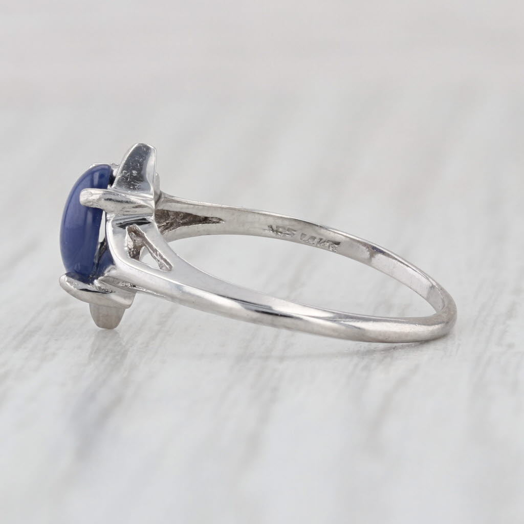 Vintage Lab Created Star Sapphire Solitaire Ring 14k White Gold Size 6