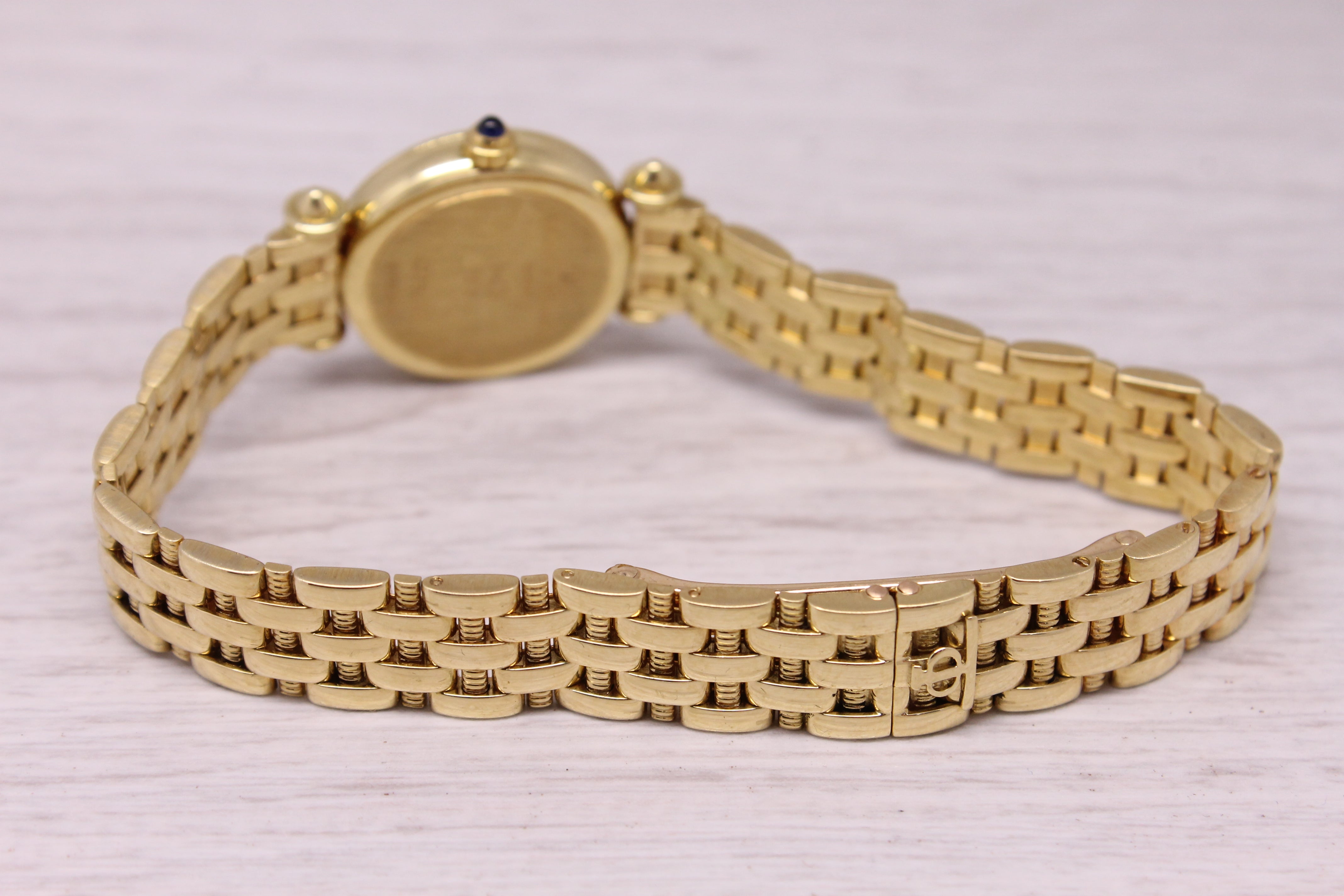 Baume & Mercier 18k Yellow Gold Ladies Quartz Watch Diamond Bezel & MOP Dial Box