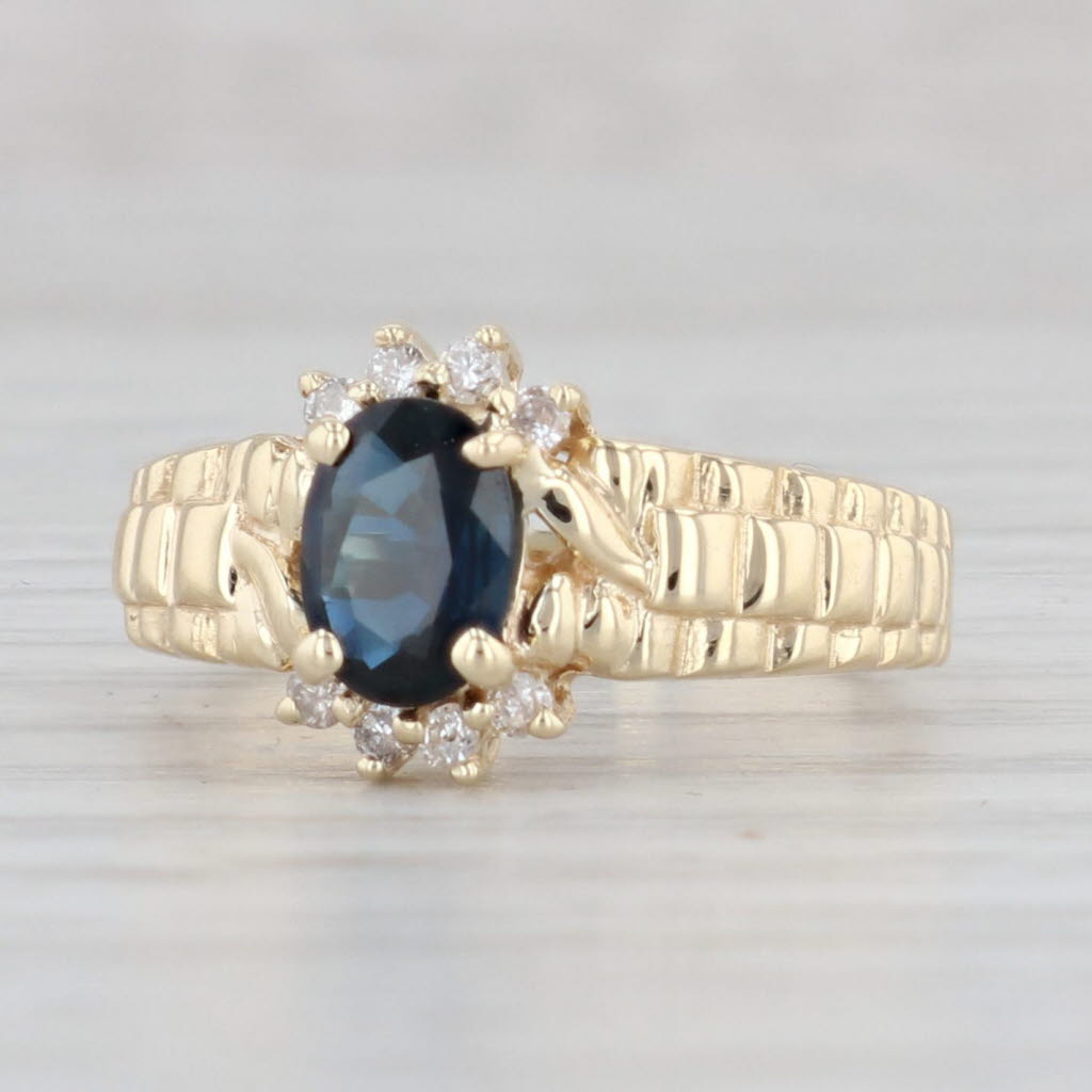 Light Gray 1.08ctw Blue Sapphire Diamond Ring 14k Yellow Gold Size 6.25 Engagement