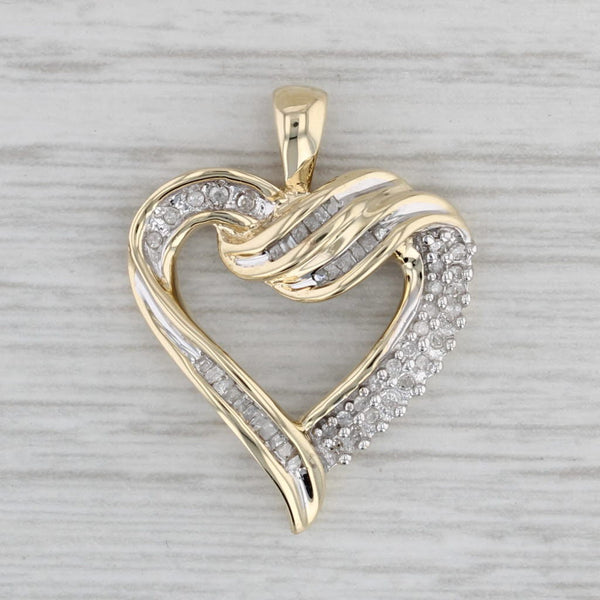 0.20ctw Diamond Open Heart Pendant 10k Yellow Gold Drop
