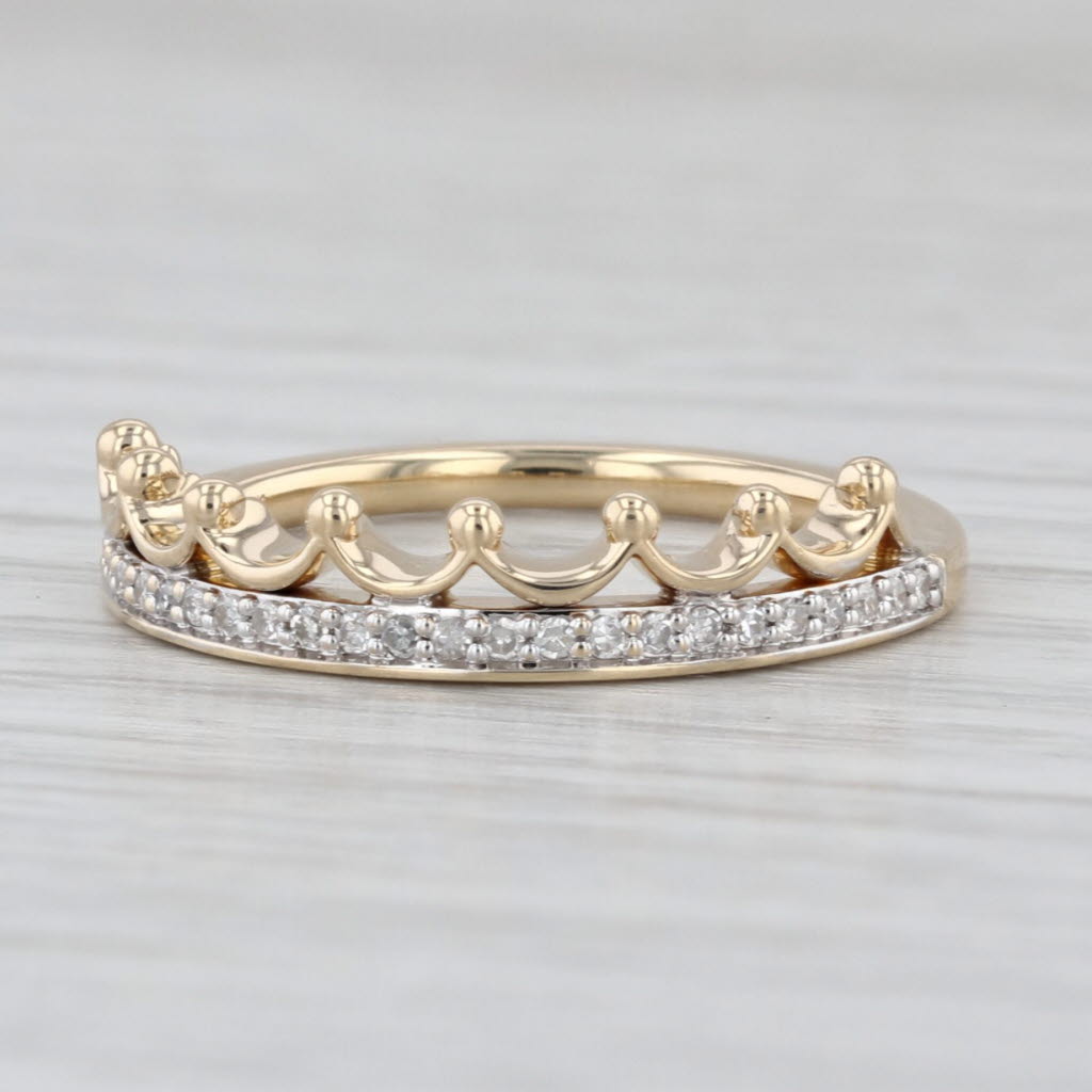 Disney Majestic Princess Tiara Ring 0.10ctw Diamond 10k Yellow Gold Sz 7 Bridal