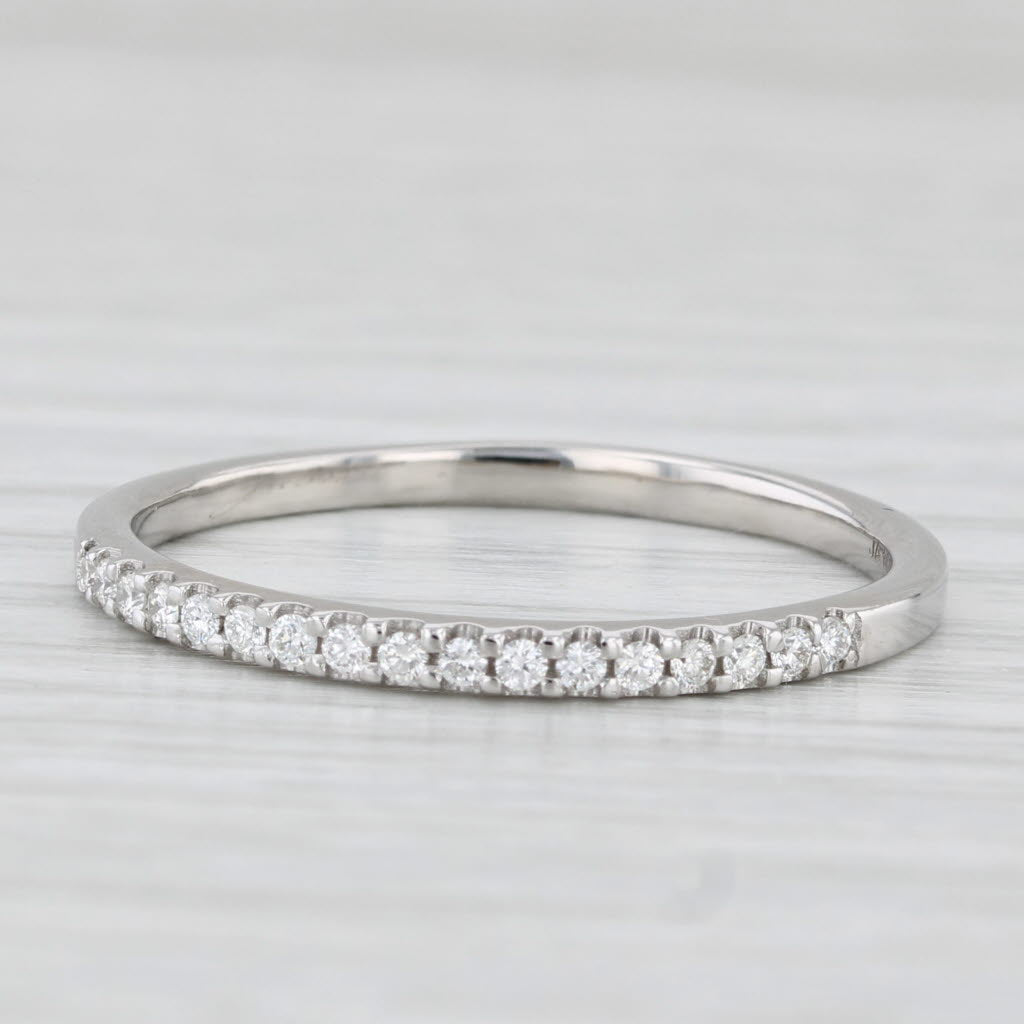 Light Gray 0.20ctw Diamond Wedding Band 14k White Gold Size 11 Stackable Ring