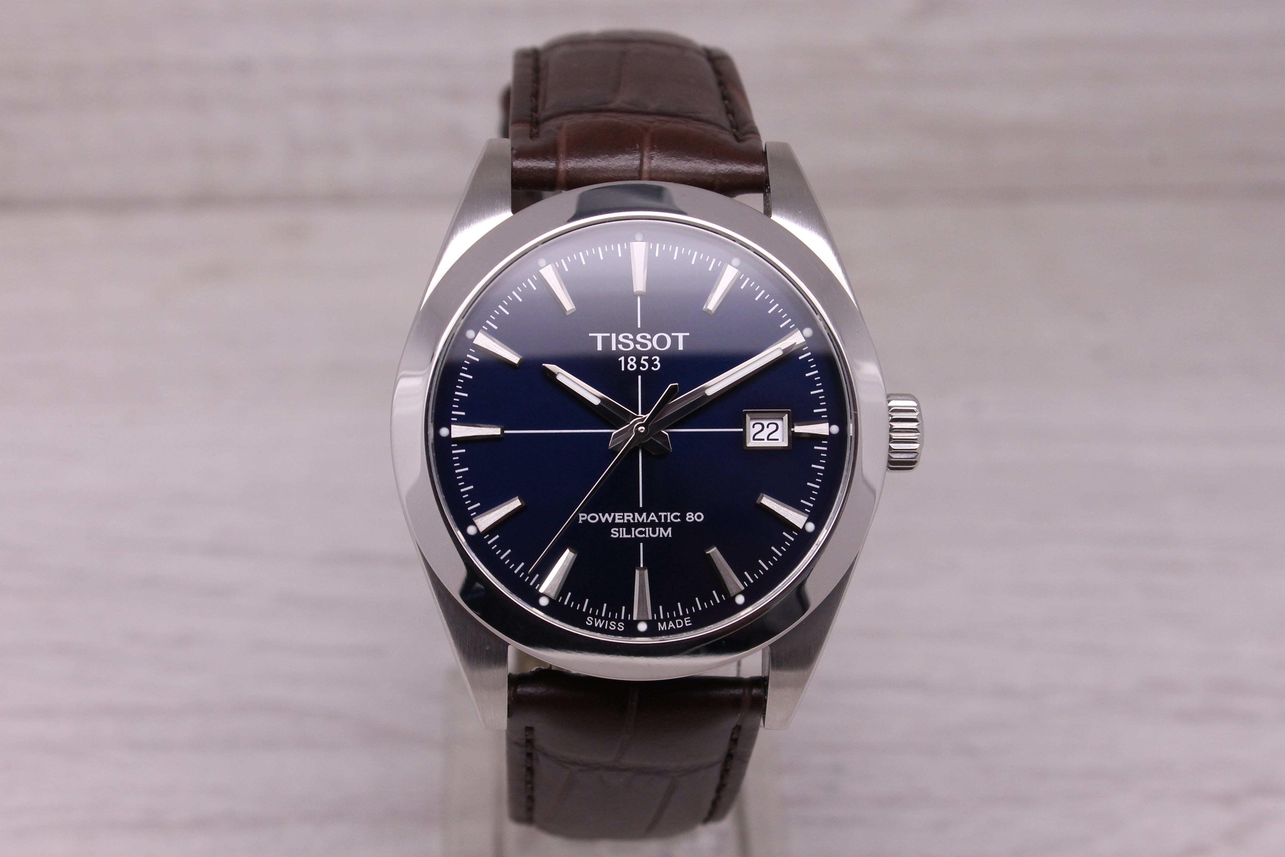 Tissot Powermatic Silicium Mens Automatic Watch 40mm Blue Dial With Box & Cards