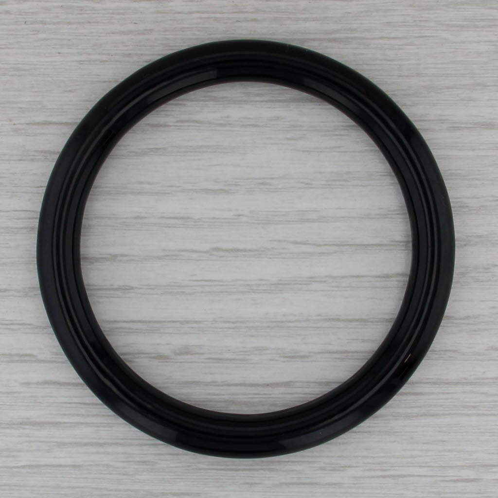 Vintage Black Glass Bangle Bracelet 7.25" 8.4mm