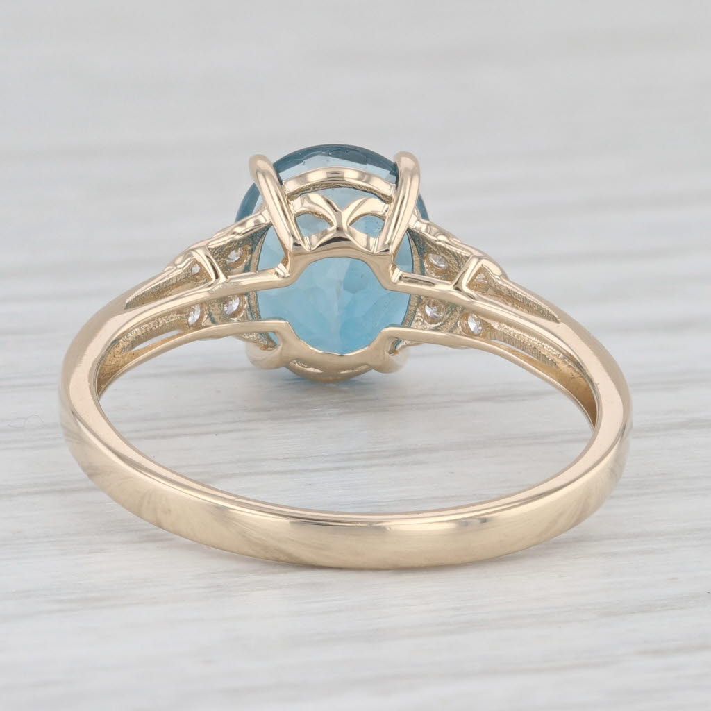 Light Gray 3.33ctw Oval London Blue Topaz Diamond Ring 14k Yellow Gold Size 9.25