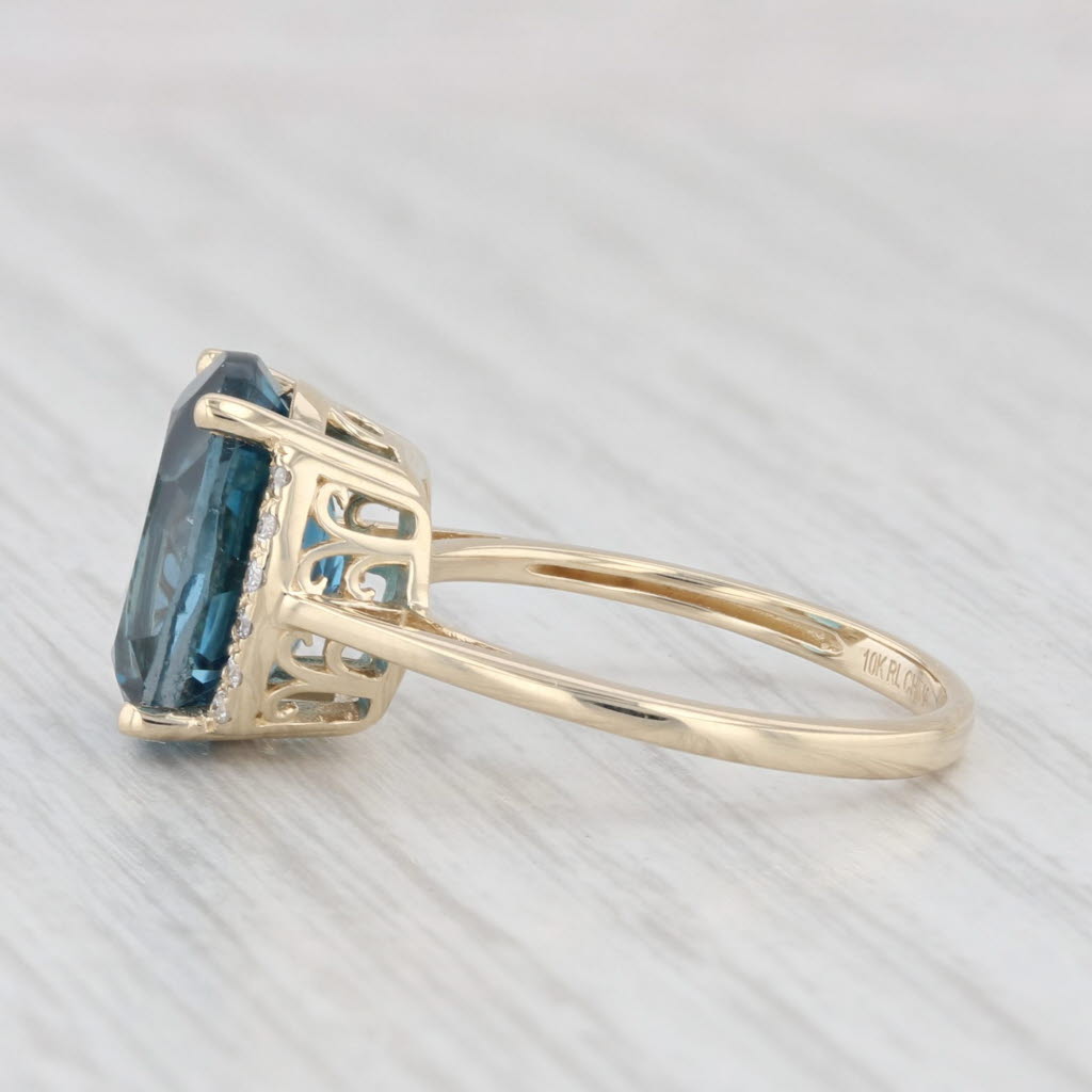 Light Gray 6.31ctw London Blue Topaz Diamond Ring 10k Yellow Gold Size 7 Cathedral Band