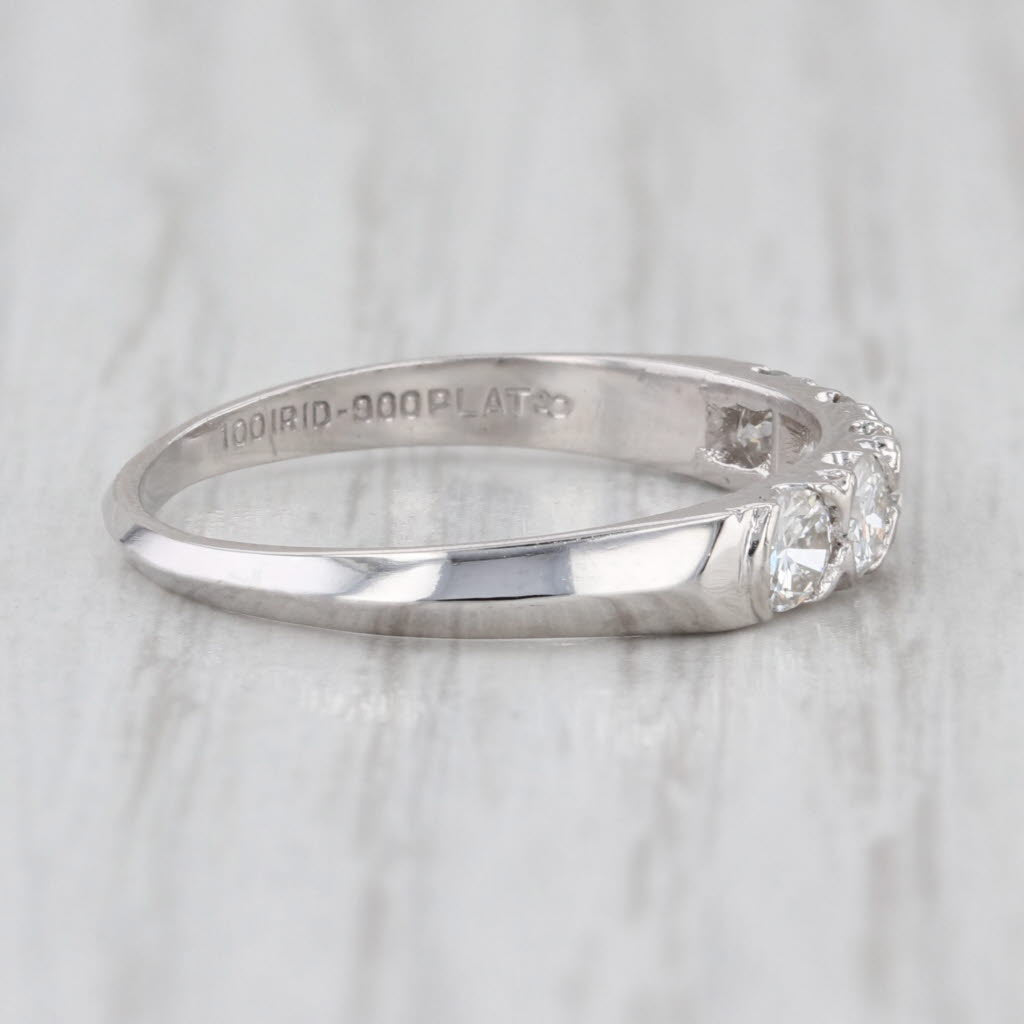 Vintage 0.60ctw Diamond Wedding Band 900 Platinum Size 7 Anniversary Ring