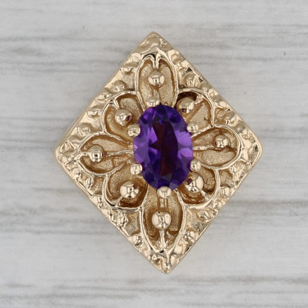 0.45ct Amethyst Flower Slide Bracelet Charm 14k Yellow Gold Richard Klein