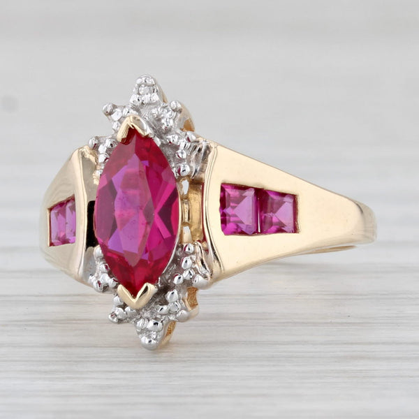 1.70ctw Lab Created Ruby Diamond Ring 10k Yellow Gold Size 7