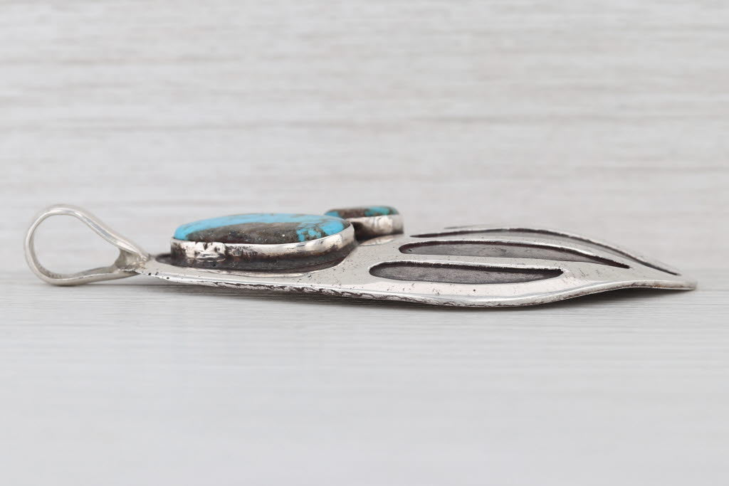Maize Tribal Paw Pendant Sterling Silver Turquoise Zuni Native American
