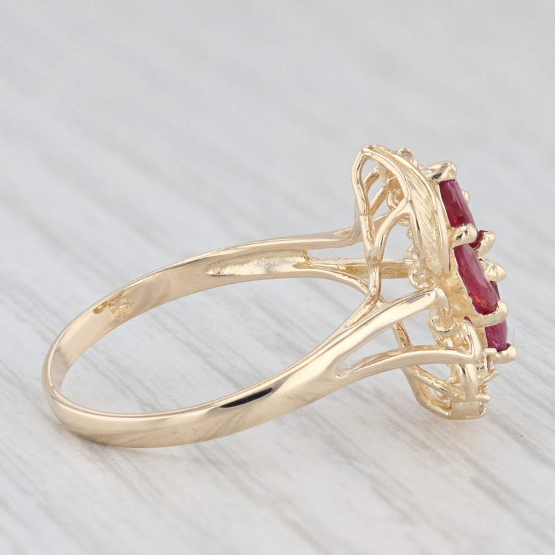 0.60ctw Ruby Cluster Ring 14k Yellow Gold Size 7.25