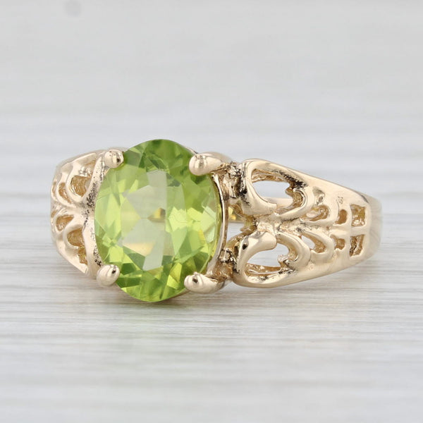 1.75ct Peridot Oval Solitaire Ring 10k Yellow Gold Size 5