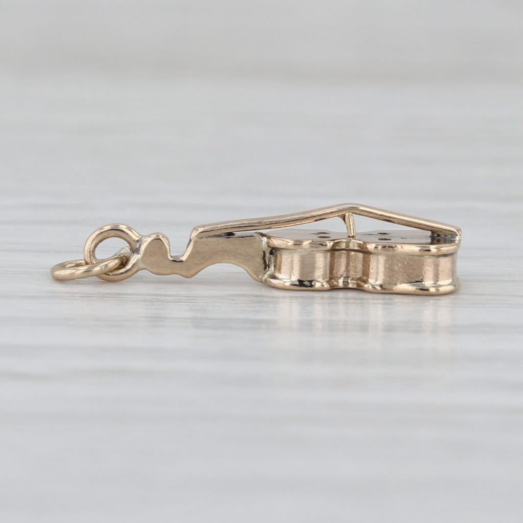 Small Vintage Viola Violin Charm 14k Yellow Gold 3D Music Pendant