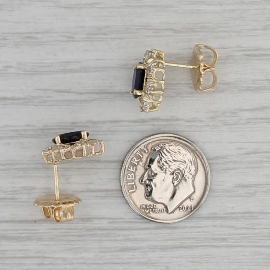 2.08ctw Lab Created Sapphire Diamond Halo Stud Earrings 14k Yellow Gold Studs