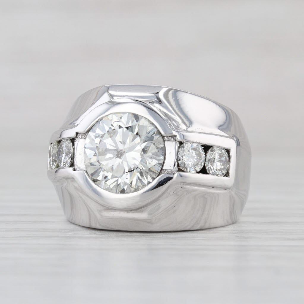 3.75ctw Round Diamond Ring 14k White Gold Size 8 Hearts & Arrows EGL