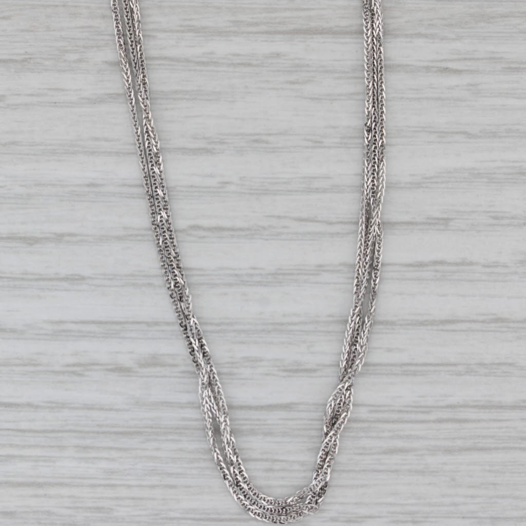 Gray 16" Wheat Chain Necklace 18k White Gold 3-Chain Multi-Chain