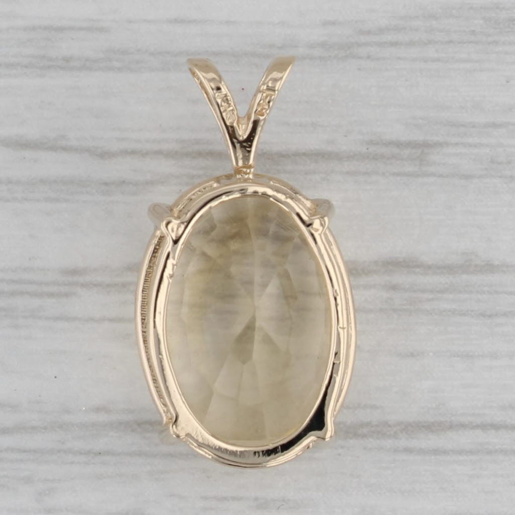 Gray 7.28ct Yellow Citrine Oval Solitaire Pendant 14k Yellow Gold