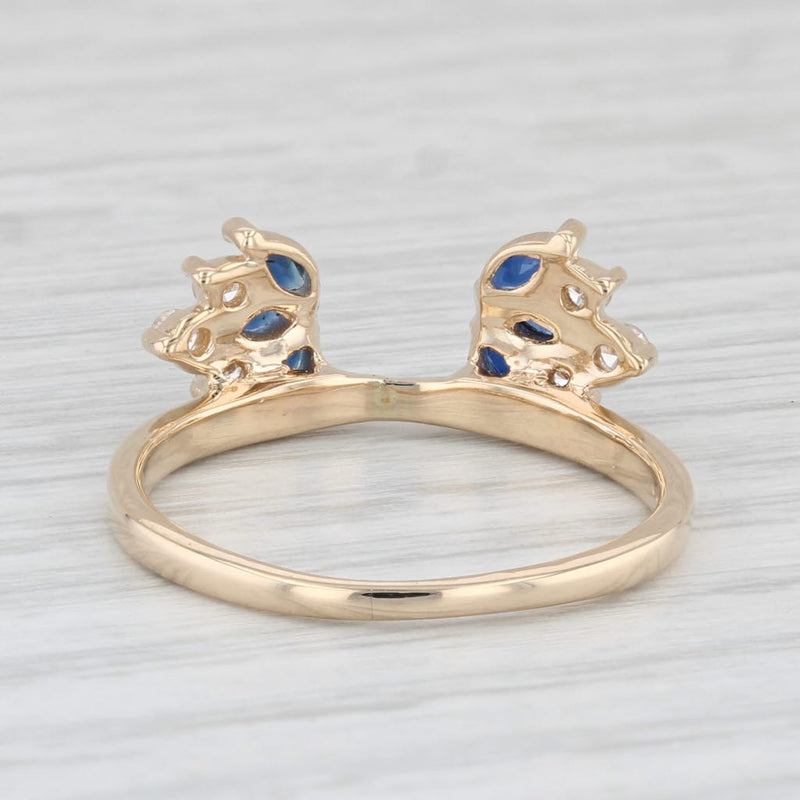 0.51ctw Blue Sapphire Diamond Ring Guard Jacket 14k Gold Wedding Bridal Sz 8.25