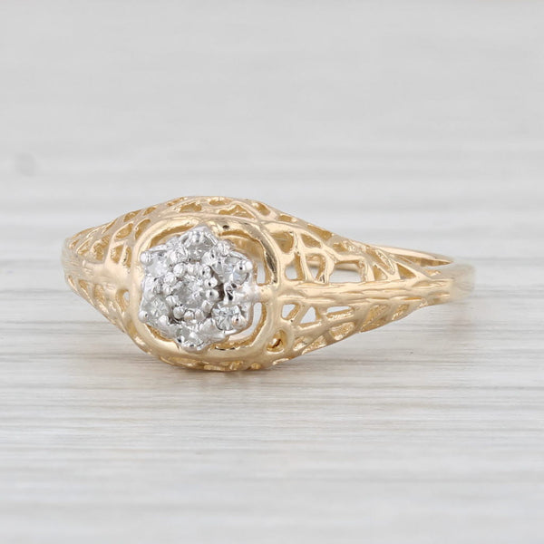 Diamond Cluster Engagement Ring 10k Yellow Gold Size 6.5