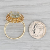6.14ctw Prasiolite Green Amethyst Citrine Diamond Ring 10k Yellow Gold Size 8