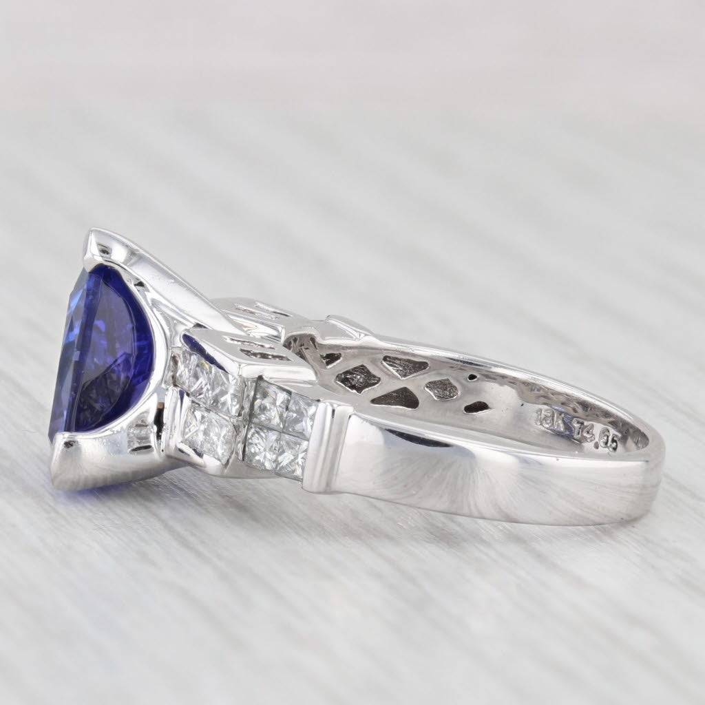 Light Gray 5.45ctw Trillion Tanzanite Diamond Ring 18k White Gold Size 7