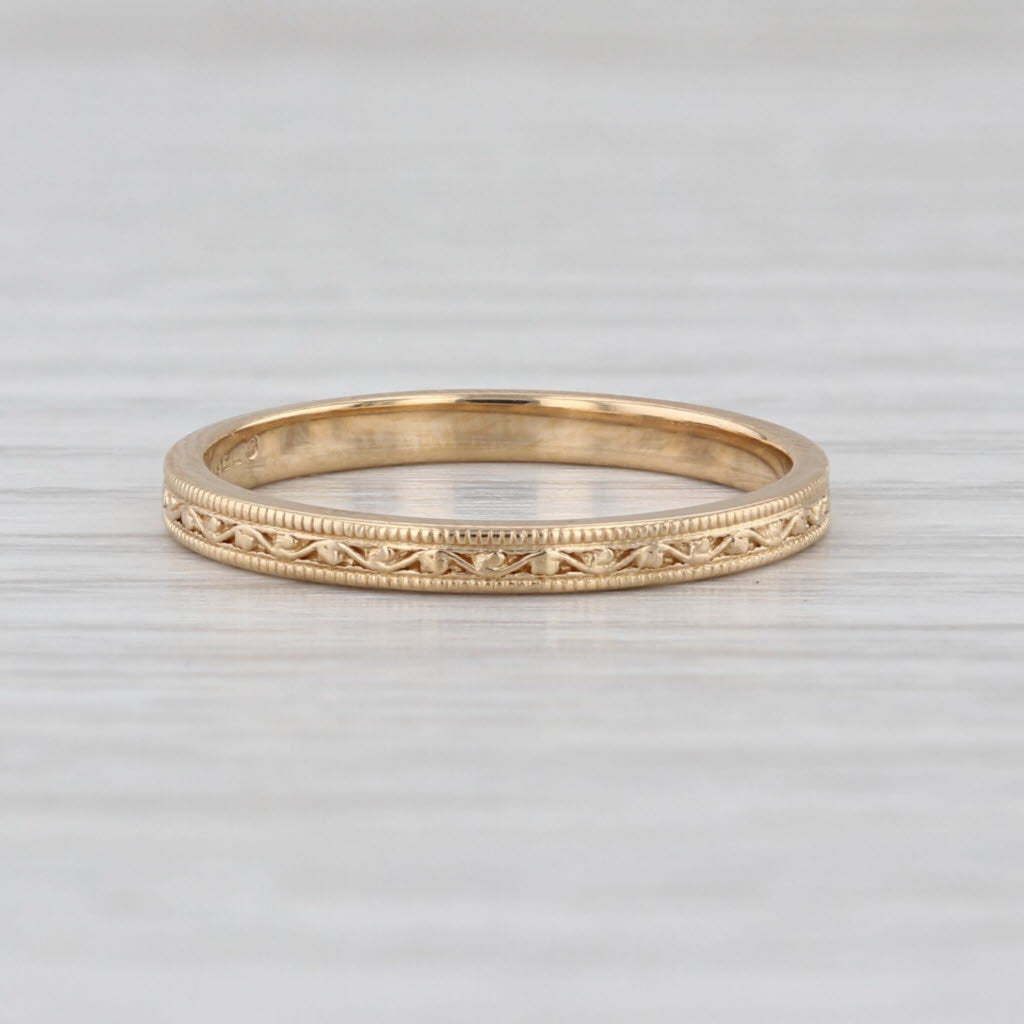 Jabel 18k Yellow Gold Wedding Band Size 6 Stackable Ring Ornate Pattern