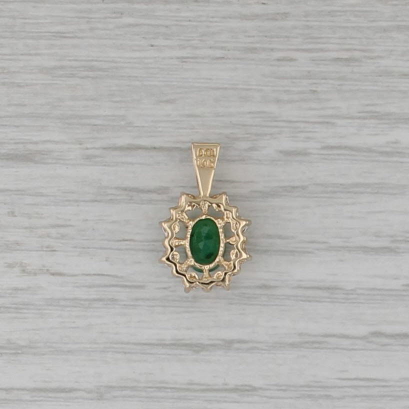 0.80ctw Emerald Diamond Halo Pendant 14k Yellow Gold