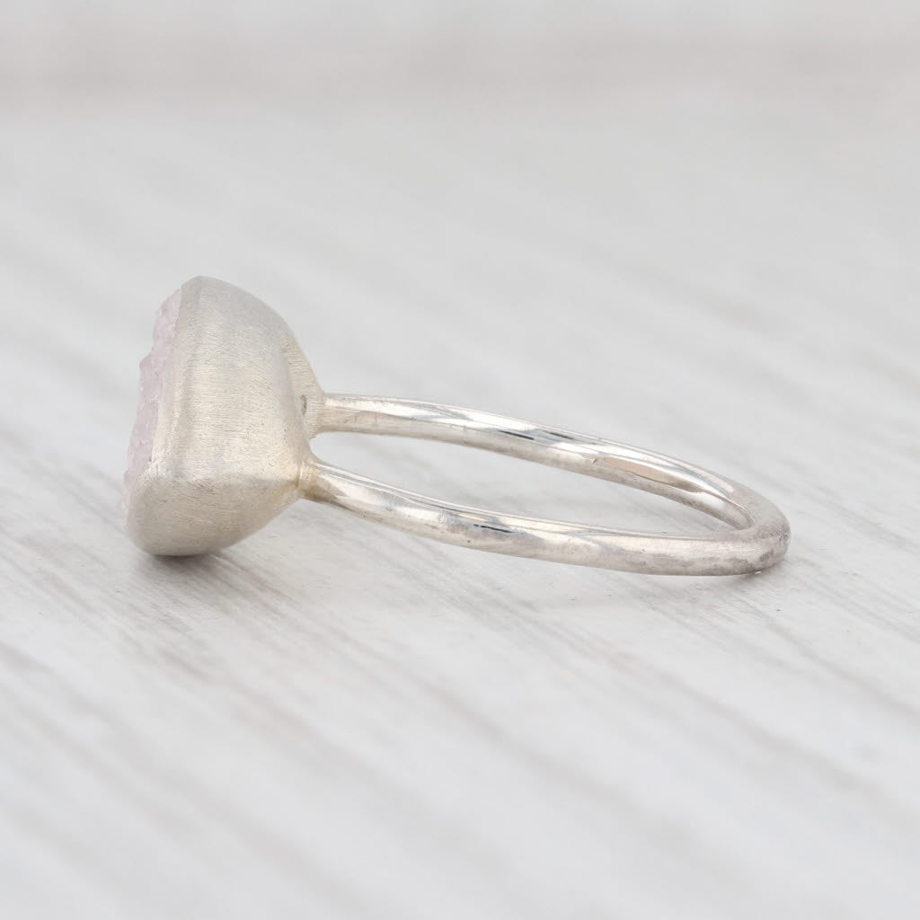 New Nina Wynn Ring Druzy White Quartz Sterling Silver Size 7 Statement