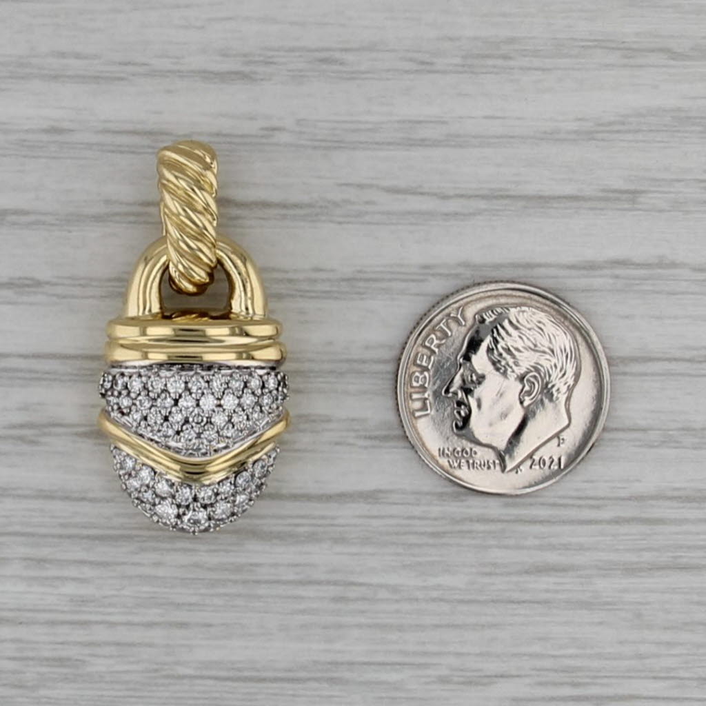 David Yurman 0.72ctw Diamond Acorn Pendant 18k Yellow Gold Statement