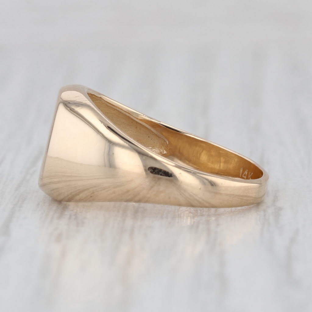Vintage Engravable Oval Signet Ring 14k Yellow Gold Size 7.5