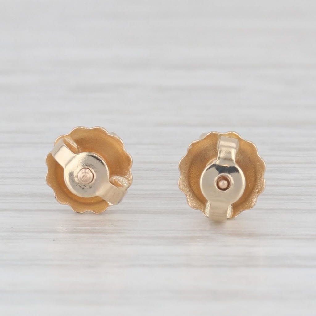 Light Gray Round Cubic Zirconia Solitaire Stud Earrings 14k Yellow Gold