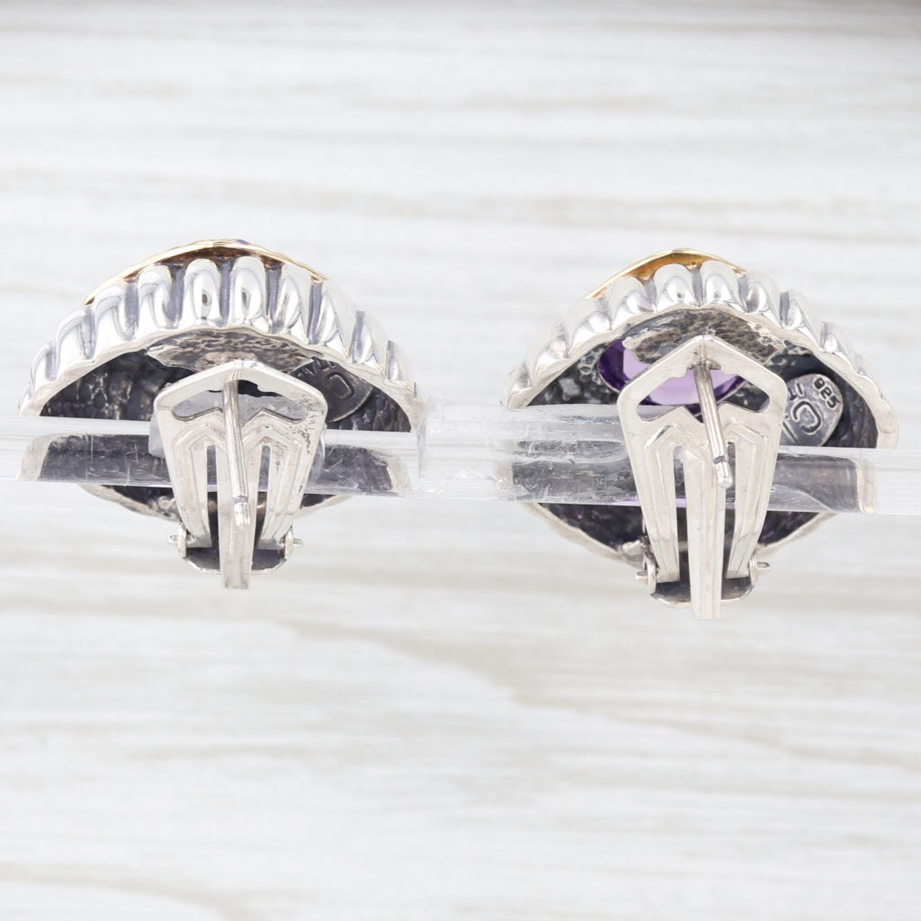 Lavender 7.60ctw Amethyst Stud Statement Earrings Sterling Silver 18k Gold