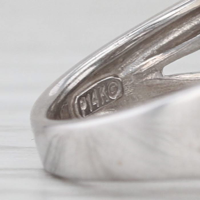 9.3mm Gray Cultured Pearl Diamond Ring 14k White Gold Size 7.25