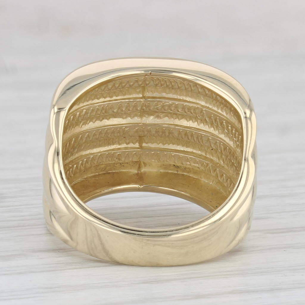 Light Gray Beveled Stacked Bands Statement Ring 14k Yellow Gold Size 6.5