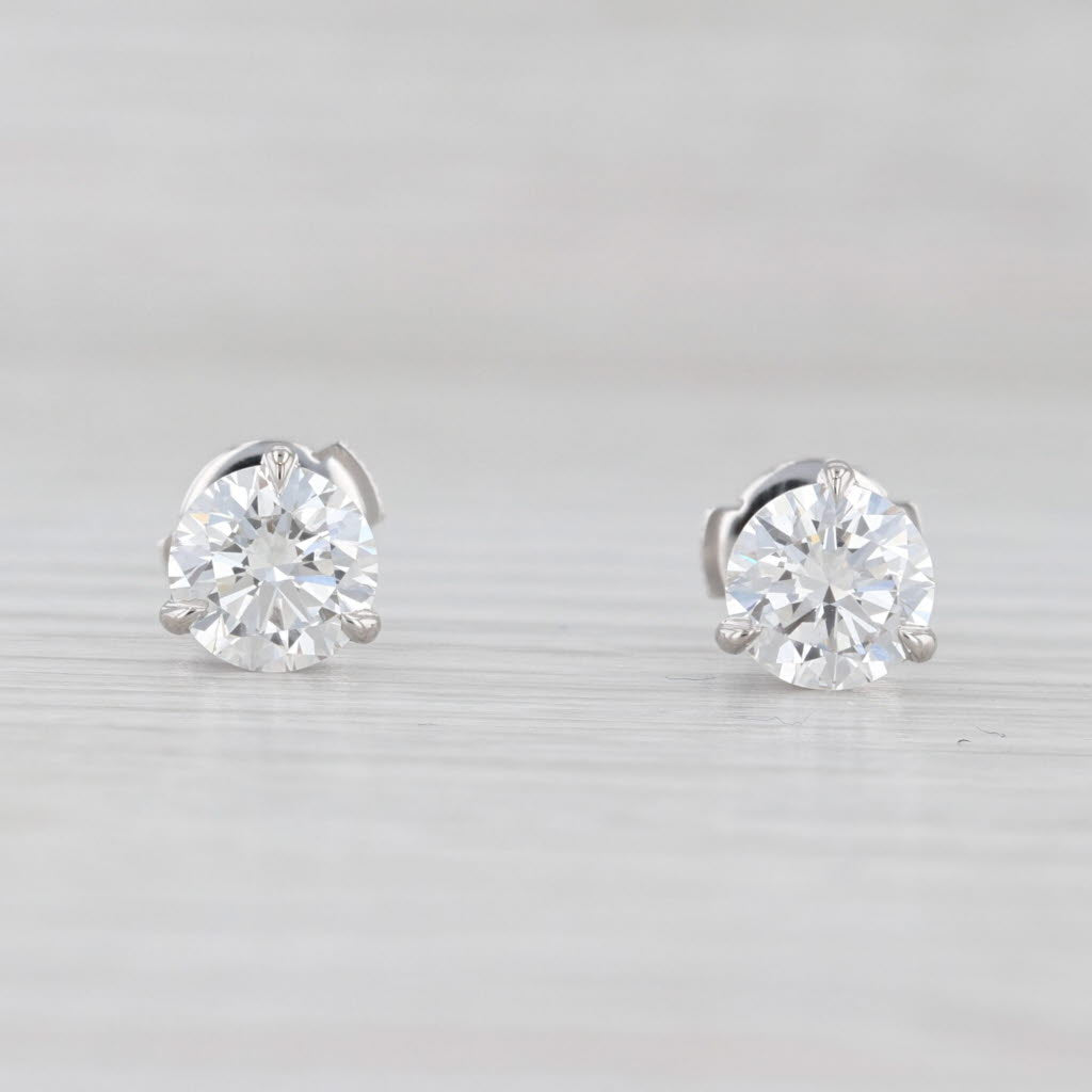 Light Gray New 2.14ctw Round Lab Created Diamond Stud Earrings 14k White Gold VVS2 E IGI