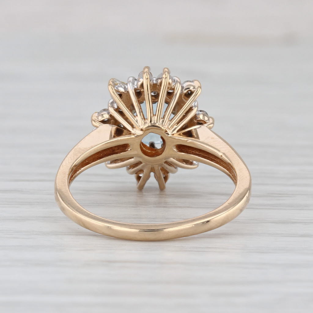 1.61ctw Oval Aquamarine Diamond Halo Ring 14k Yellow Gold Size 7.25