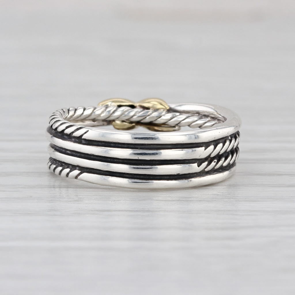 David Yurman Crossover X Ring Sterling Silver Cable Band Size 6 Multiband