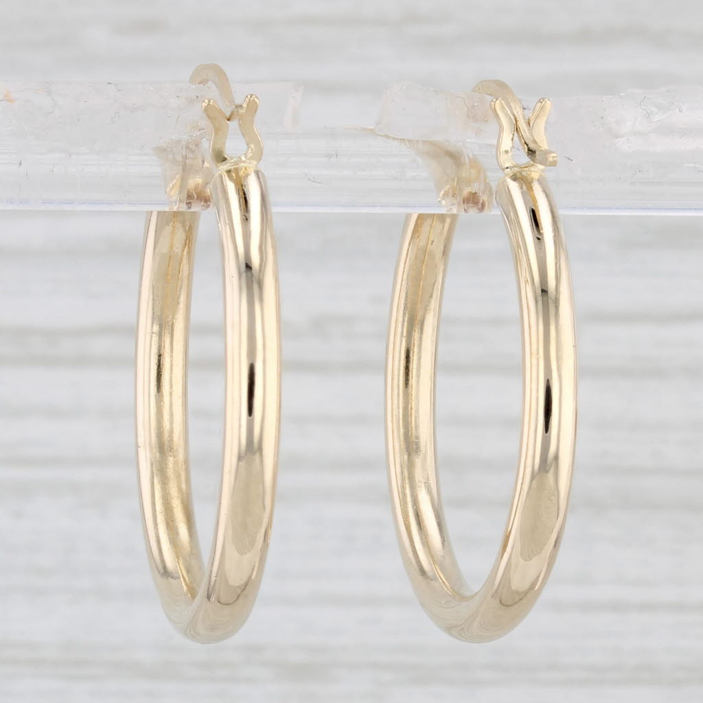 Light Gray Round Hoop Earrings 14k Yellow Gold Snap Top Pierced Hoops