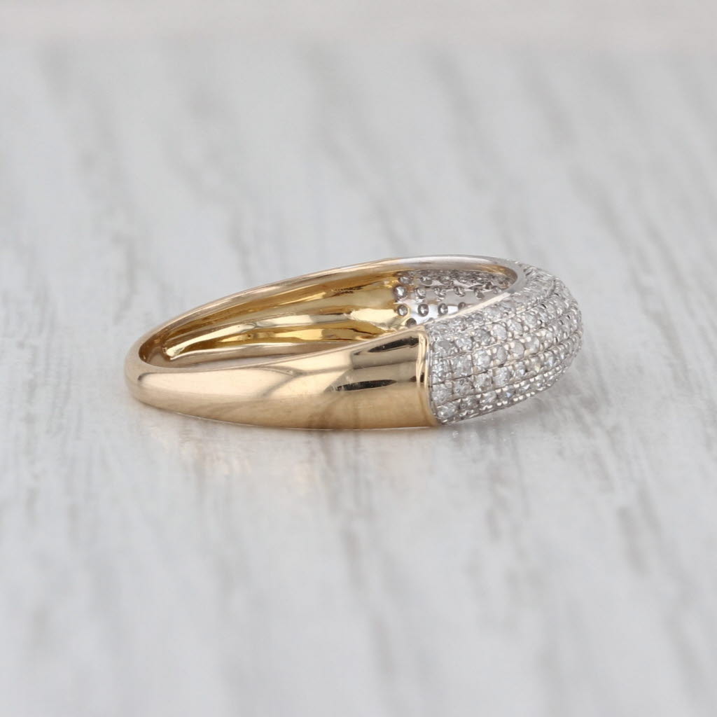 0.25ctw Pave Diamond Band 14k Yellow White Gold Size 7 Stackable Ring