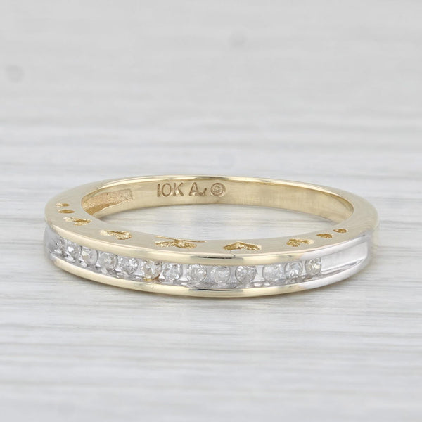 0.10ctw Diamond Wedding Band 10k Yellow Gold Sz 6.5 Stackable Ring Heart Bridge