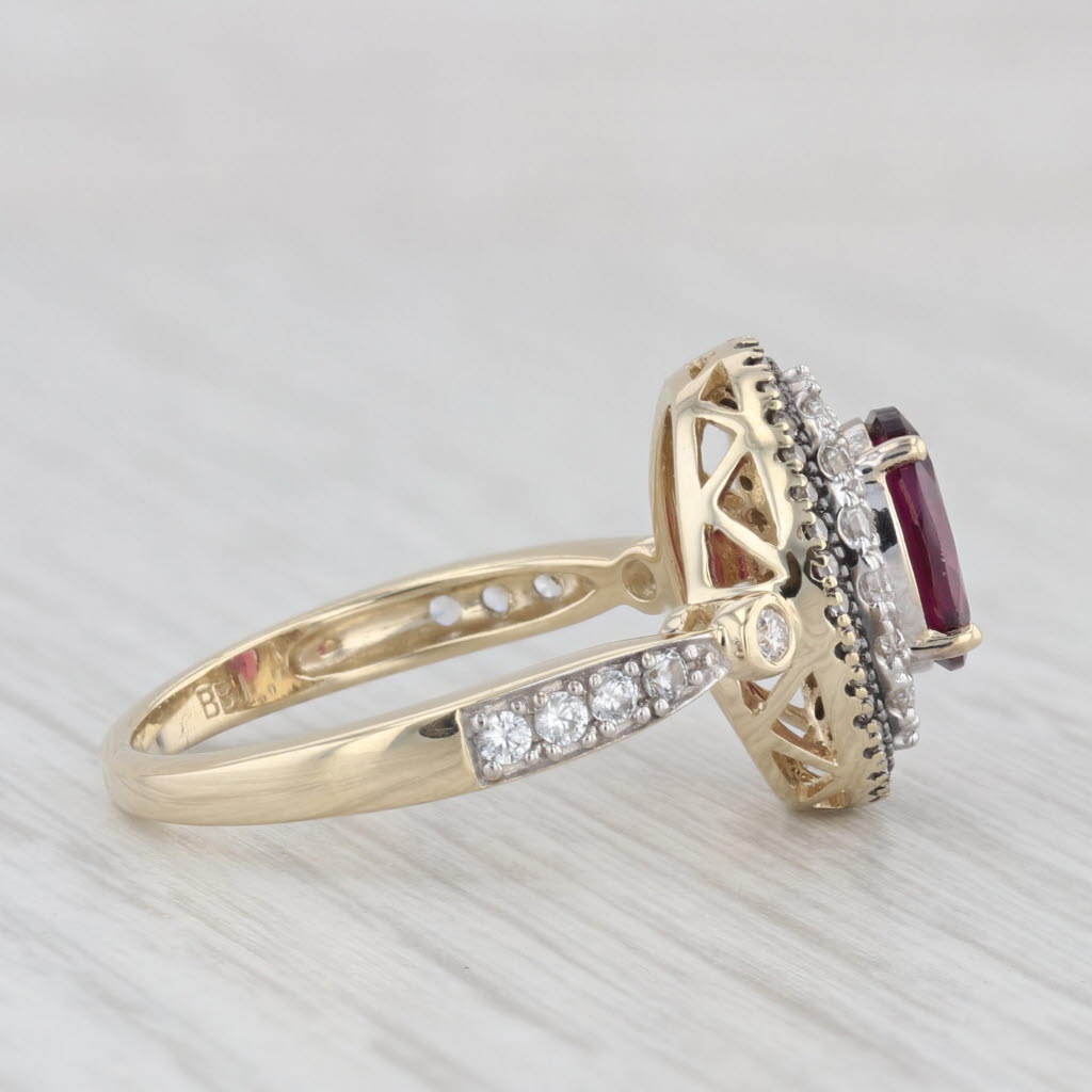 Light Gray 1.97ctw Garnet Zircon Diamond Halo Ring 10k Yellow Gold Size 7