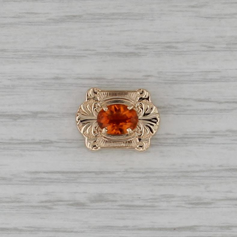 1.20ct Orange Citrine Slide Bracelet Charm 14k Yellow Gold Ornate Daffer