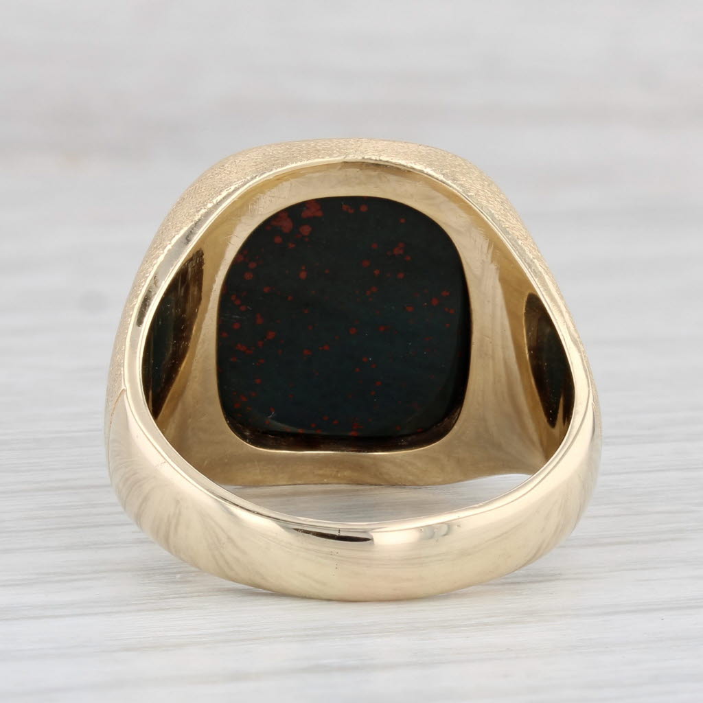 Light Gray Blood Stone Chalcedony Ring 14k Yellow Gold Size 9.5